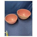 2 vintage pink melamine mixing bowls