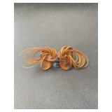 2 pairs of woven wooden screw on earrings with