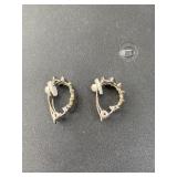 Vintage silver and gold tone half hoop clip on