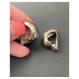 Dolly Smith silver tone half hoop clip on earrings