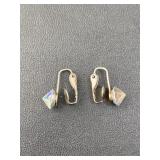 Silver tone clear gem clip on earrings