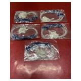 Commercial necklaces lot blue beads, Silvertone