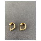 Gold tone half hoop clip on earrings