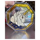 Mirrored stained glass unicorn wall hanging