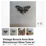 Vintage brooch Avon rhinestones Silvertone