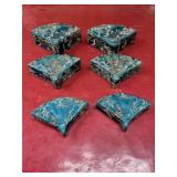 6 Asian fan shape gift boxes jewelry boxes mixed