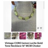 Vintage CORO lemon Lucite gold tone 16 inch