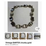 Vintage BARTEX chunky gold tone necklace