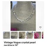 Vintage Vogue crystal pearl 16 inch necklace