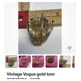 Vintage Vogue gold tone gemstone brooch