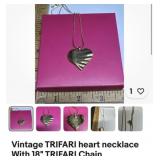 Vintage Trifari heart necklace w 18 inch Trifari