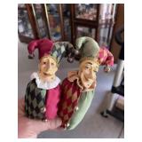 vintage harlequin plush figures and stick figure