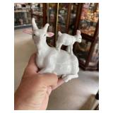 Glazed porcelain goat and kid figure 4 inches