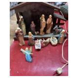 Vintage lighted nativity crï¿½che with mixed