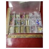 Organizer box with tiny crafting beads gold tone