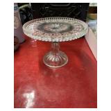 Vintage glass cake stand 9 inch diameter 6 inches