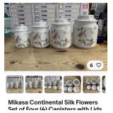 Vintage Mikasa Silk Flower canister set