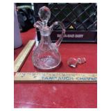 Vintage Cut glass cruet with 2 glass stoppers 6