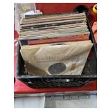13x13 milk crate with LP records unsearched &