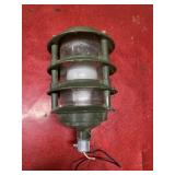 Untested vintage green caged industrial path light
