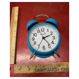Untested blue table side clock, missing battery