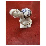 White and blue elephant figurine