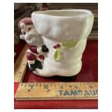 Ceramic Santa planter signed 5 inches tall