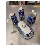 Vintage white and blue DANSK kitchen set