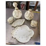 Vintage victorian dithridge milk glass dresser set