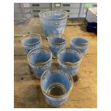 Jeannette Glass set Hellenic Blue with gold trim