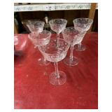 Set of six 6-inch etched champagne glasses