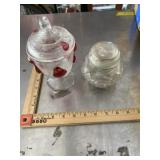 Two vintage glass vases and clear flower item