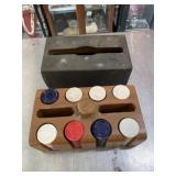 Vintage poker box with poker chips