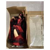 Vintage spanish dancer doll with stand and box