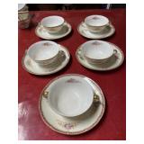 Noritake Alberta five 2-handled soup bowls with
