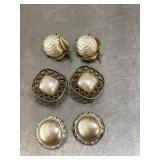 3 vintage clip on earrings