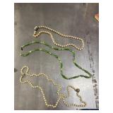 2 vintage faux pearl and 1 vintage green beaded