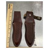 Vintage brown leather folding knife sheaths