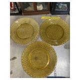 3 vintage 10-inch carnival glass yellow plates