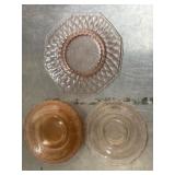 Vintage depression glass pink/orange tone