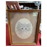 12.5x15.5 framed cat drawing