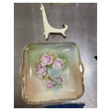 Vintage Bavaria flowered plate with stand