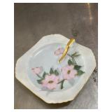 Vintage hand painted mini plate with pink flowers
