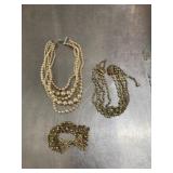 3 vintage faux pearl necklace and bracelets