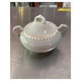 vintage Harker sugar bowl with chip in lid