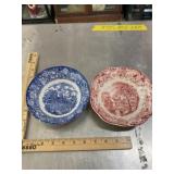 Vintage blue and red bowls