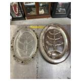 1 vintage metal serving plate and 1 vintage