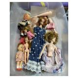 Vintage Dolls lot with clothes, parts, pieces