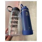Blue takeya water bottle and clear water bottle