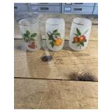 3 textured fruit juice tumblers 3 inches tall